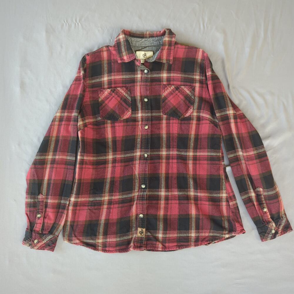 Legendary Whitetails Women's Large Pink Plaid Flannel Shirt Button Front LG